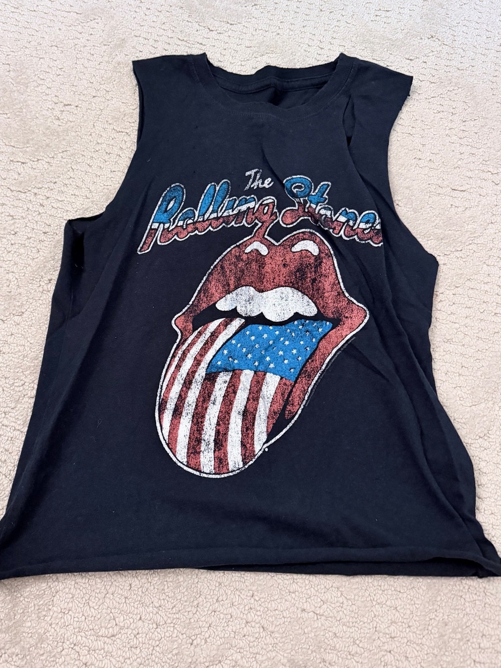 The Rolling Stones Black Graphic Muscle Tee